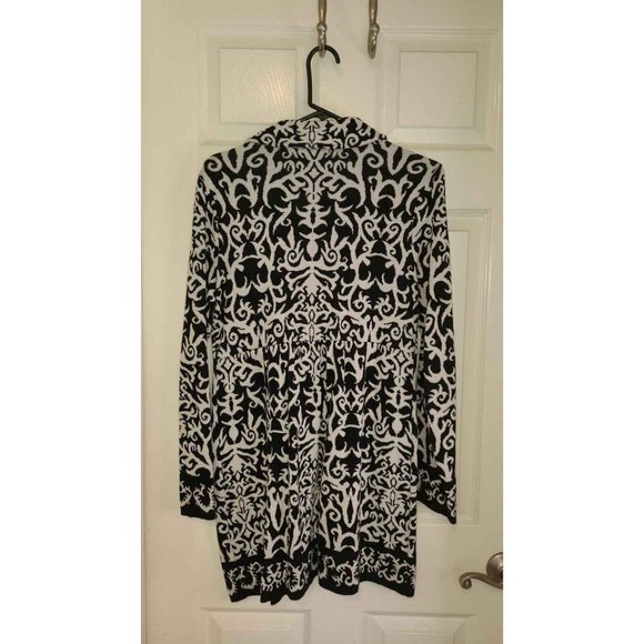 Style & Co. Sweater Black White Floral Womens Coat Size Medium - Picture 7 of 7
